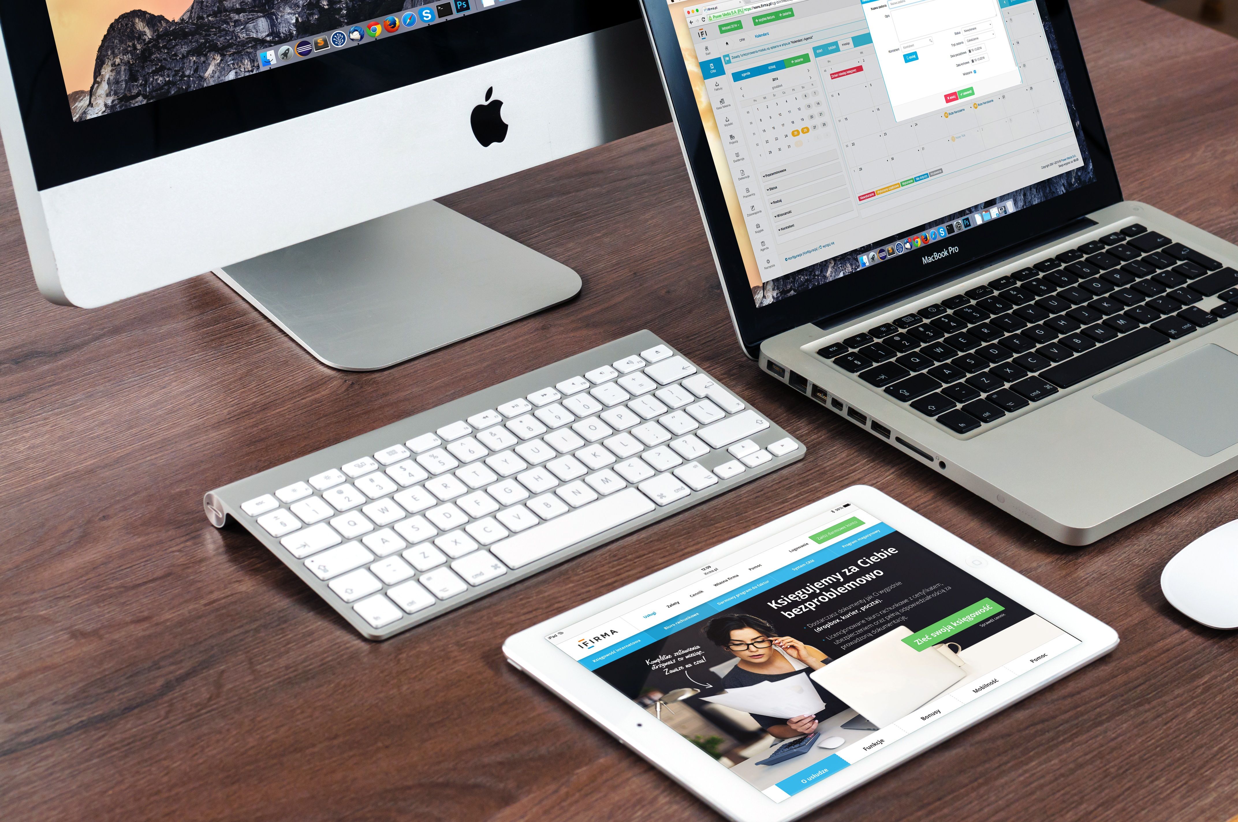 Responsive website mockup on a designer monitor